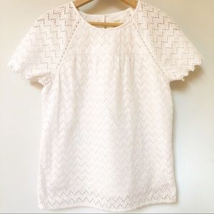 J. CREW Factory Eyelet Lace Overlay Top SZ XXS